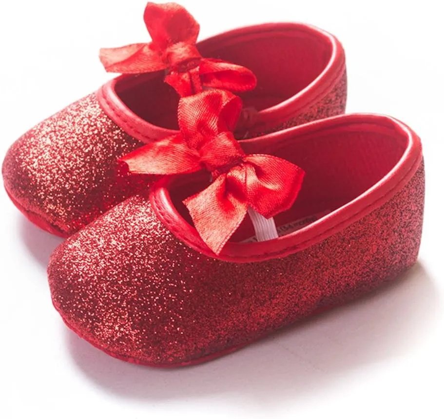 Baby Girl Moccasins Princess Sparkly Mary Jane Dresses Shoes Premium Lightweight Soft Sole Crib Shoes Toddler Shoes