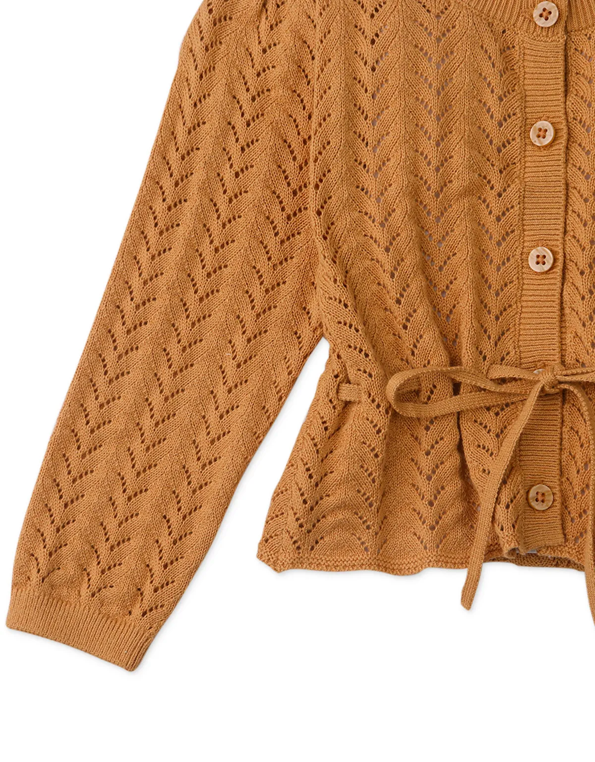 BABY GIRLS POINTELLE CARDI WITH TIES ON WAIST