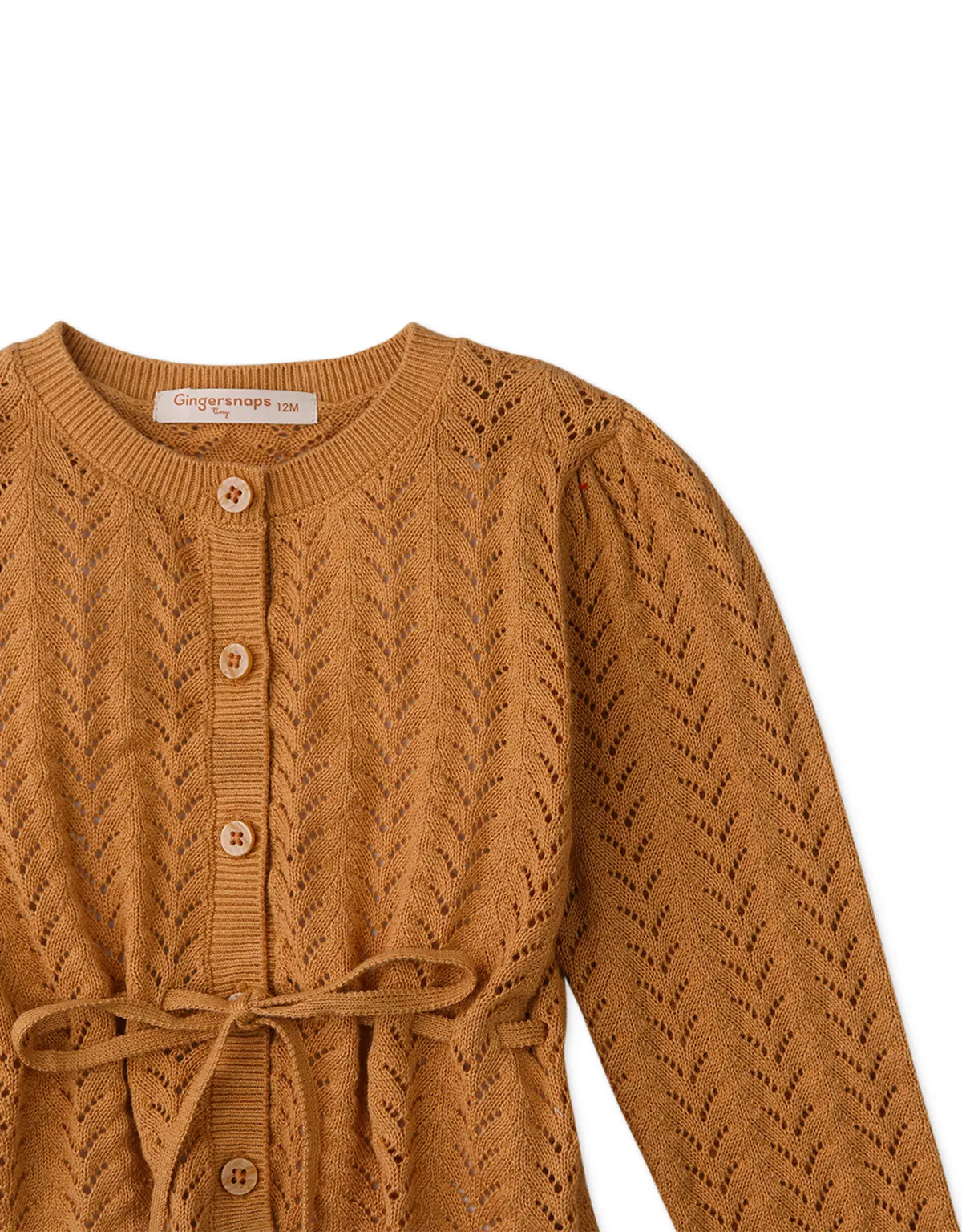BABY GIRLS POINTELLE CARDI WITH TIES ON WAIST