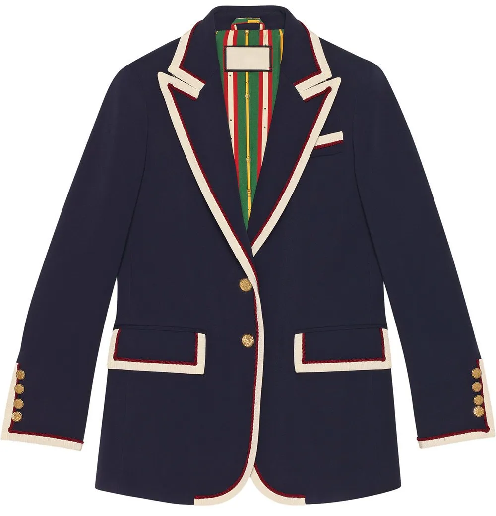 Contrast Blazer in Navy