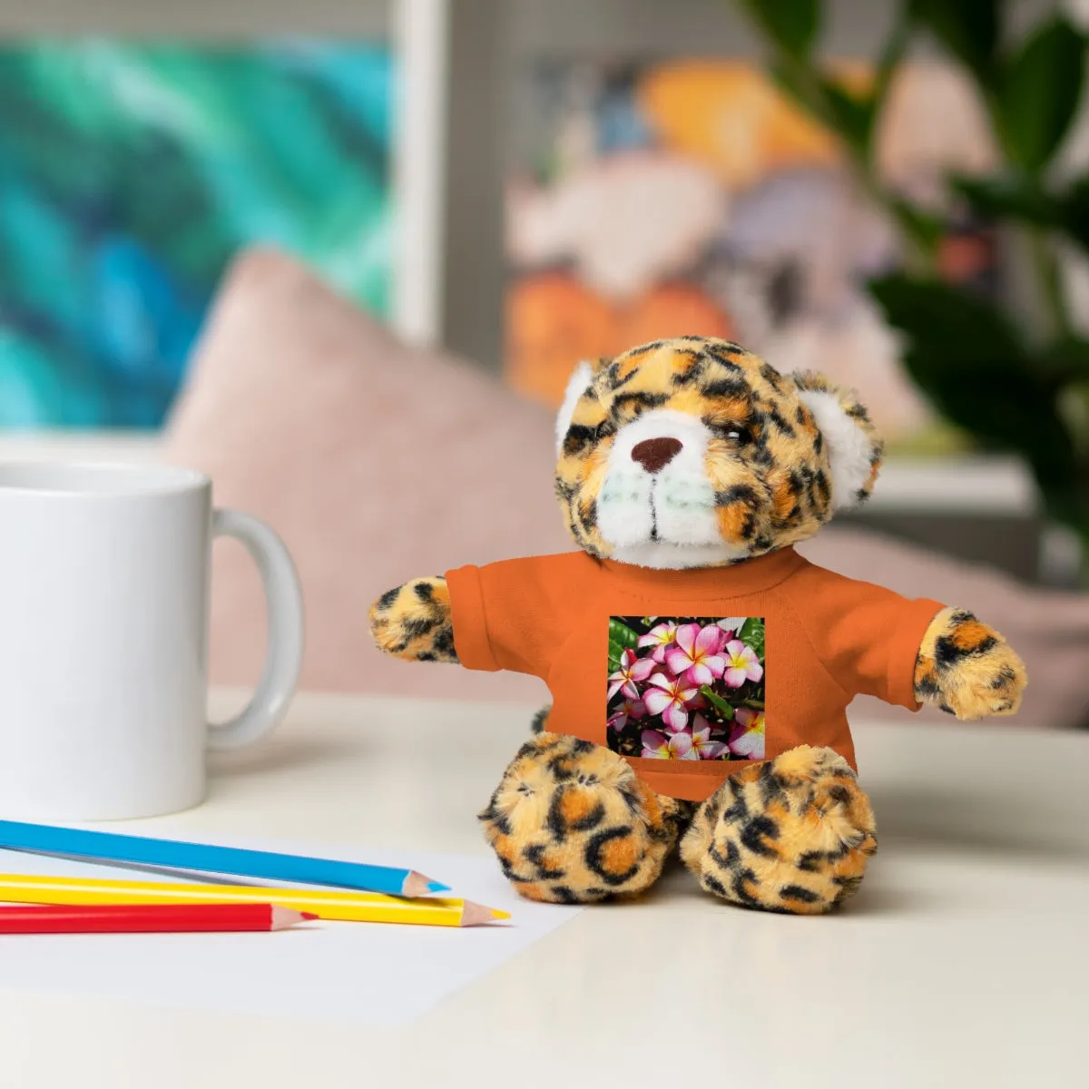 Island Style Striped Plumeria  Stuffed Animals with Tee