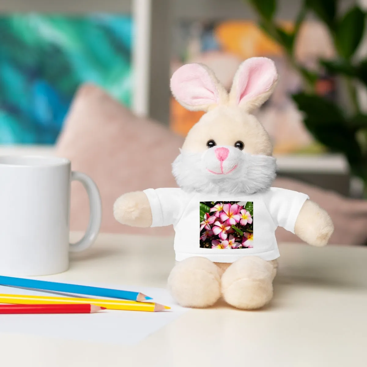 Island Style Striped Plumeria  Stuffed Animals with Tee