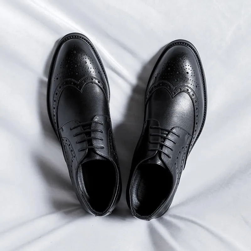 Men's Brogues Dress Shoes, Male Leather Formal Business Oxford Shoes Brogue Wingtip Retro Dress Shoes for Men