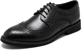 Men's Brogues Dress Shoes, Male Leather Formal Business Oxford Shoes Brogue Wingtip Retro Dress Shoes for Men