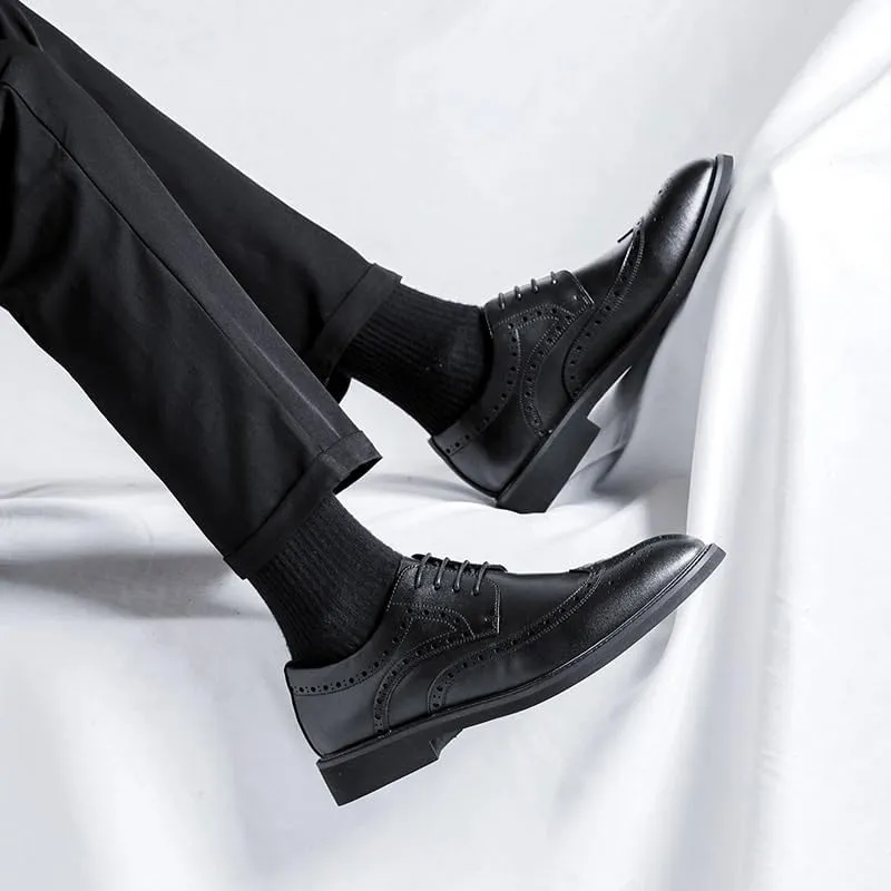 Men's Brogues Dress Shoes, Male Leather Formal Business Oxford Shoes Brogue Wingtip Retro Dress Shoes for Men