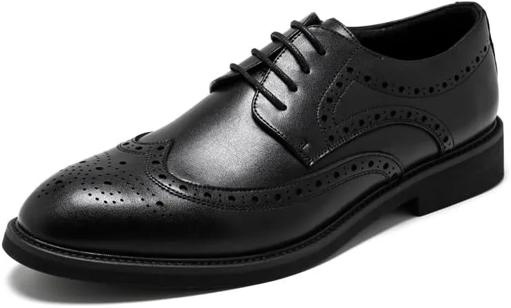 Men's Brogues Dress Shoes, Male Leather Formal Business Oxford Shoes Brogue Wingtip Retro Dress Shoes for Men