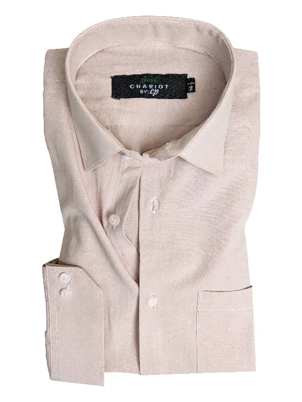 Peach Plain Formal Dress Shirt For Men ZH MFS77