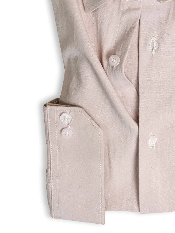 Peach Plain Formal Dress Shirt For Men ZH MFS77