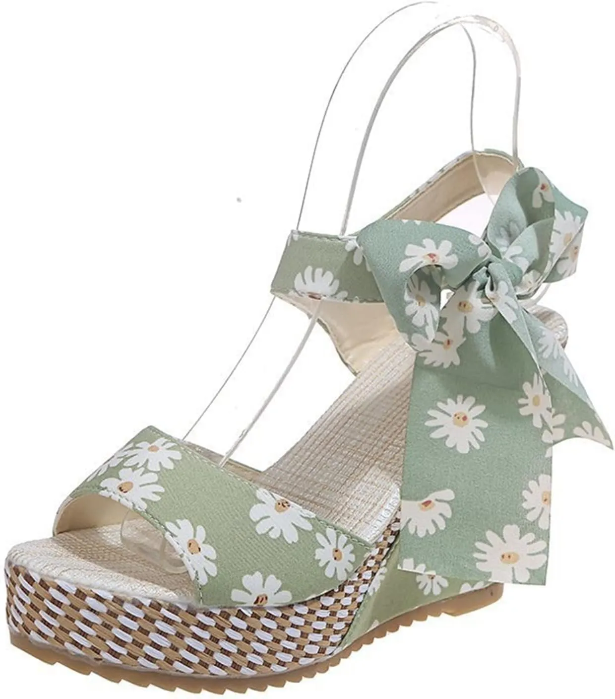 Retro Open Toe Wedges Sandals for Women Summer Fashion Ladies High Heels Platform Shoes Sandals Flowers Print Espadrilles