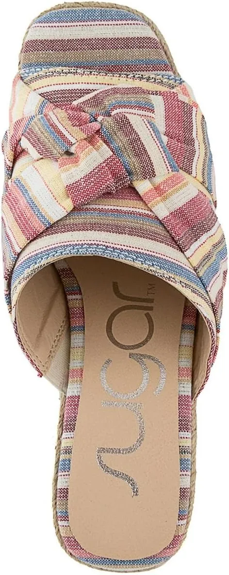 Sugar Women's Hundreds Espadrille Wedge Sandals with Knotty Bow Detail
