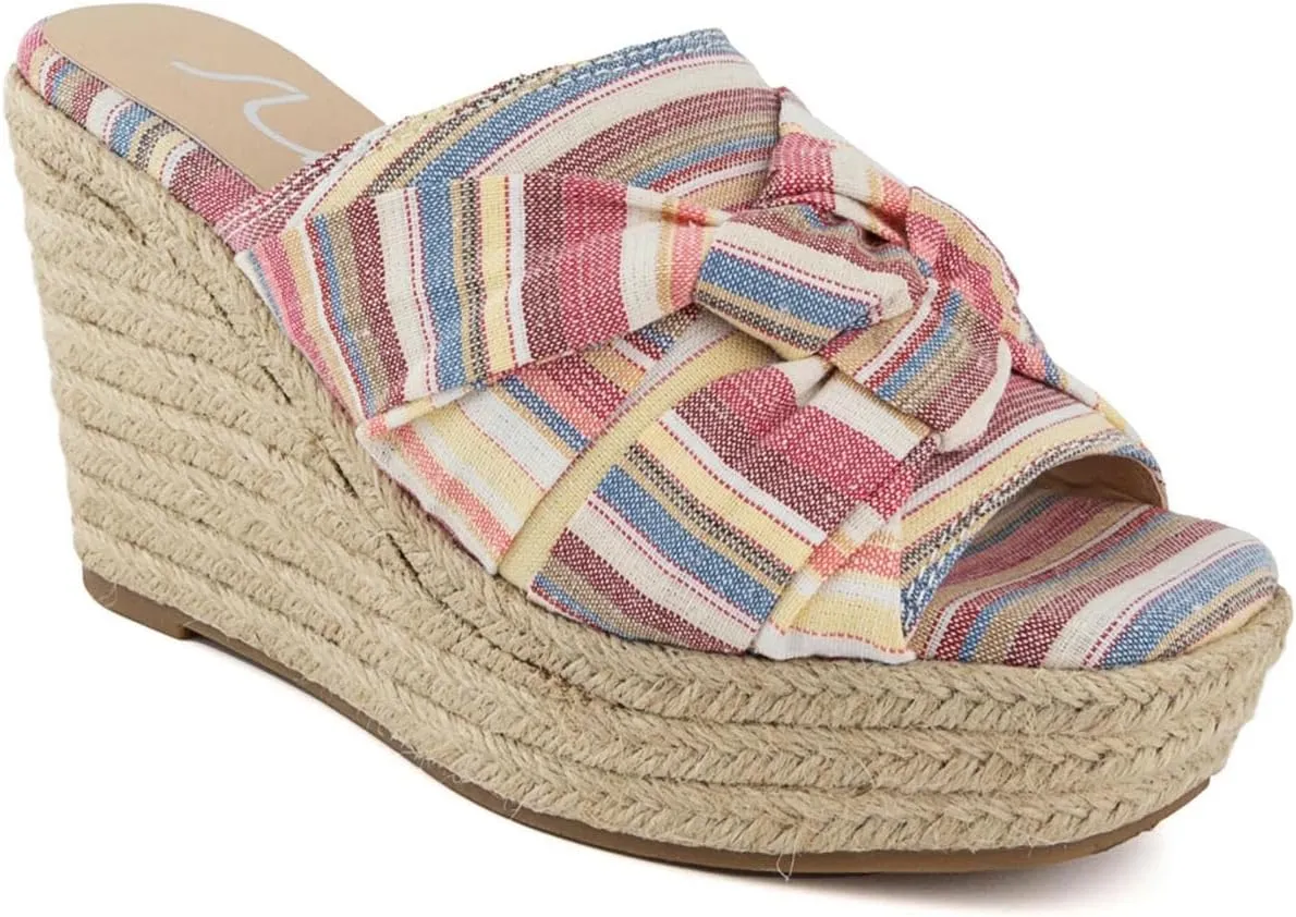 Sugar Women's Hundreds Espadrille Wedge Sandals with Knotty Bow Detail