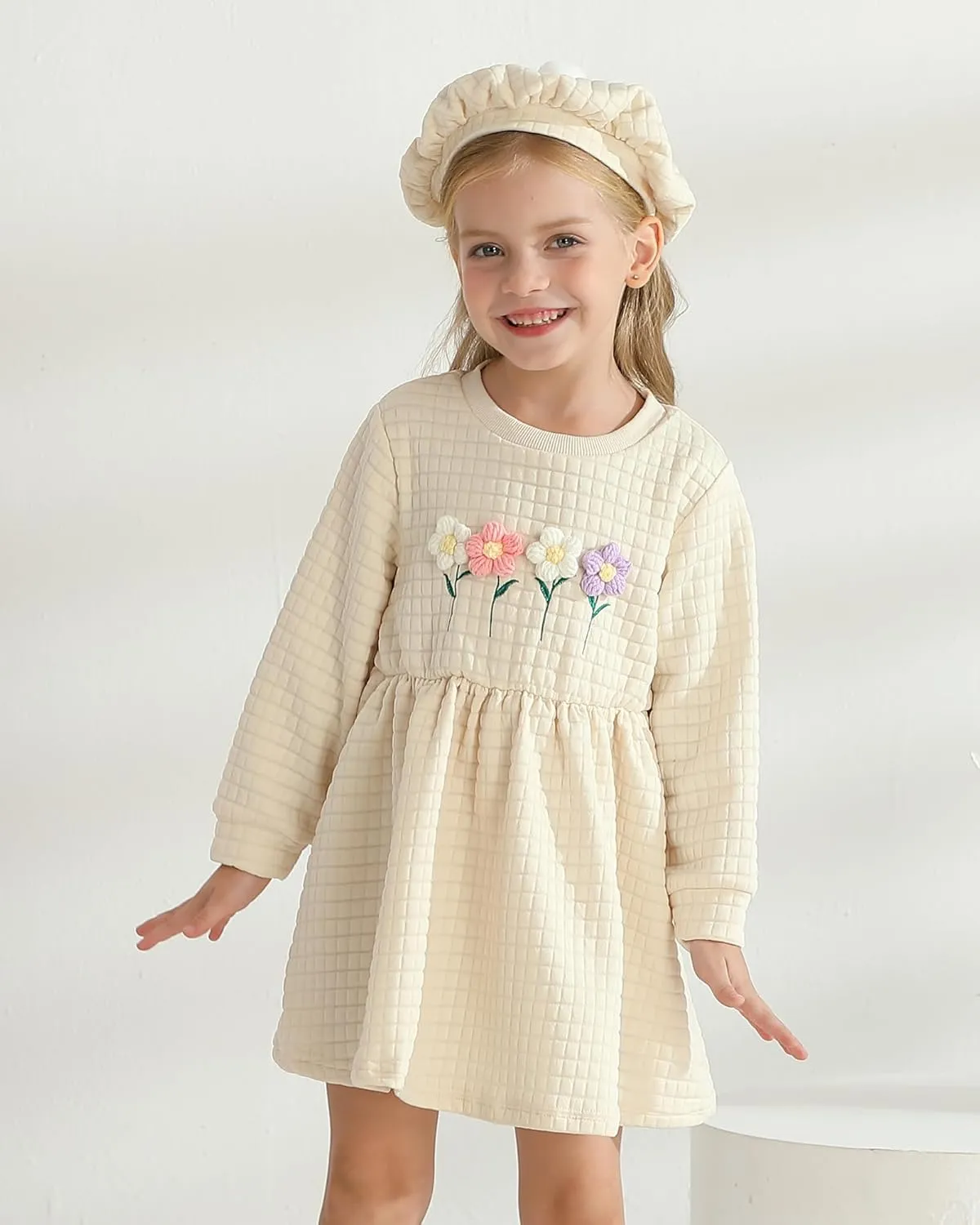 Toddler Girls Winter Long Sleeve Dresses Kids Fall Cute Clothes Little Girl Outfits for Size 4-7 Years