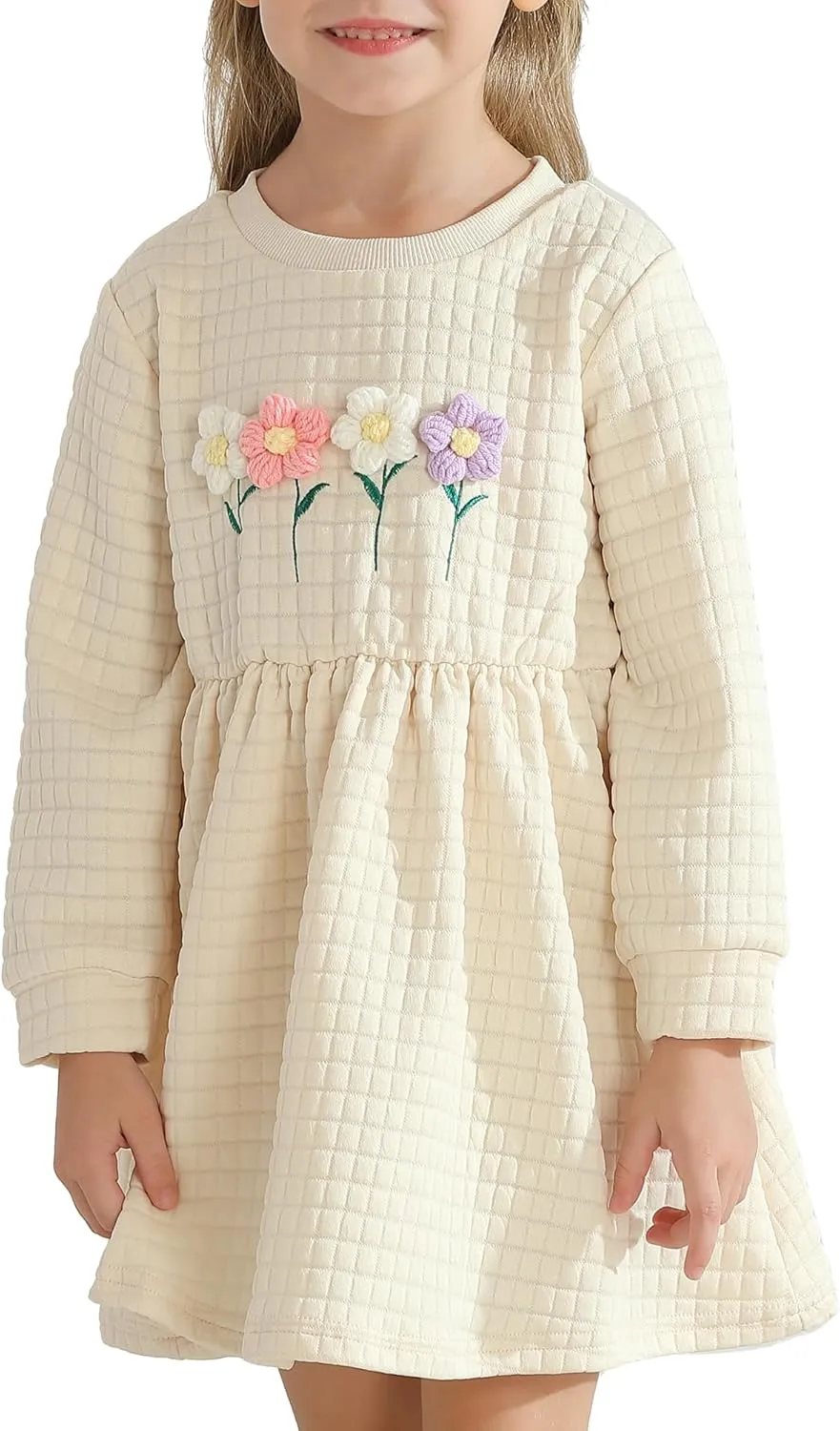 Toddler Girls Winter Long Sleeve Dresses Kids Fall Cute Clothes Little Girl Outfits for Size 4-7 Years