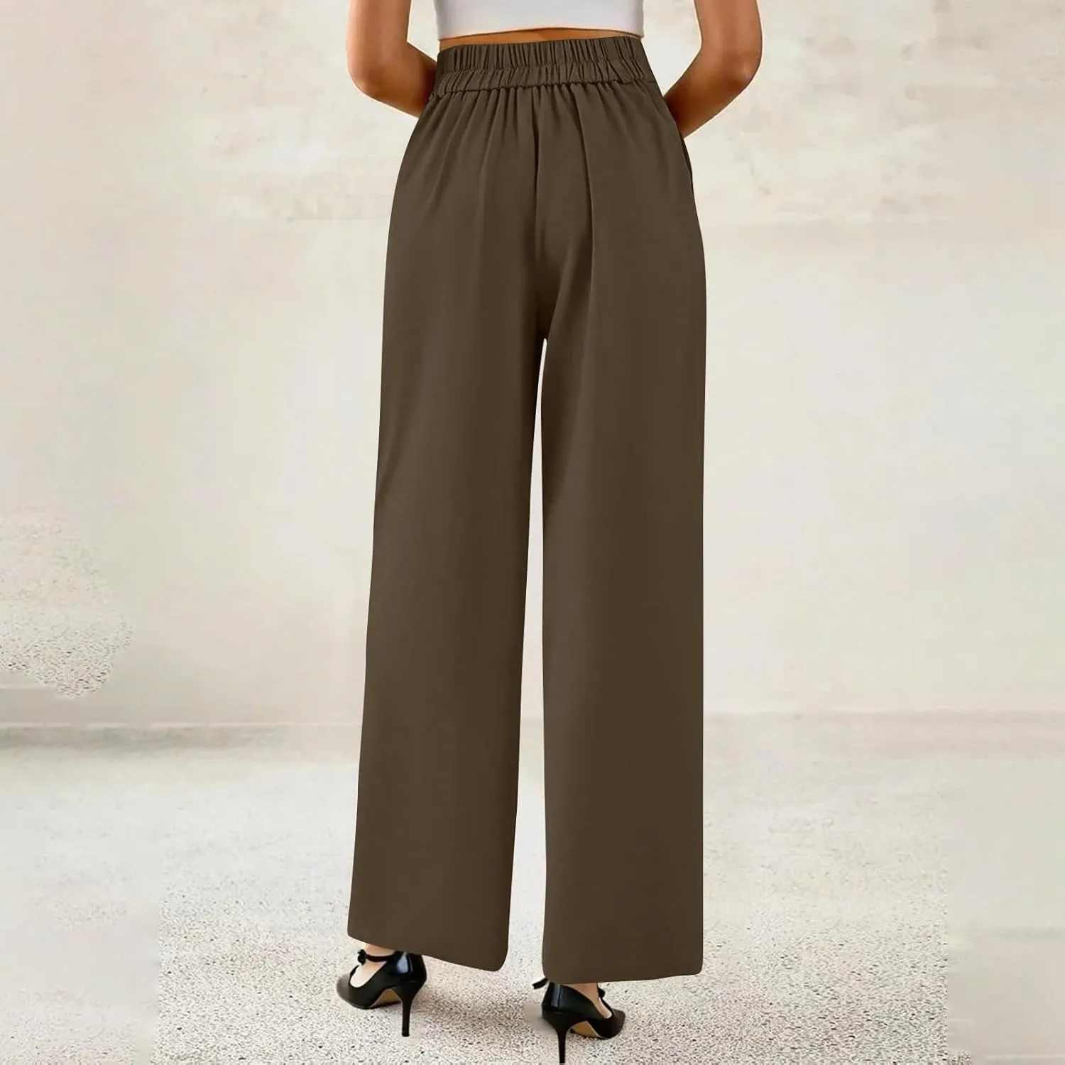 Wide Leg Pants for Women Casual Summer High Waisted Dress Pants Loose Fit Lightweight Business Slacks with Pockets