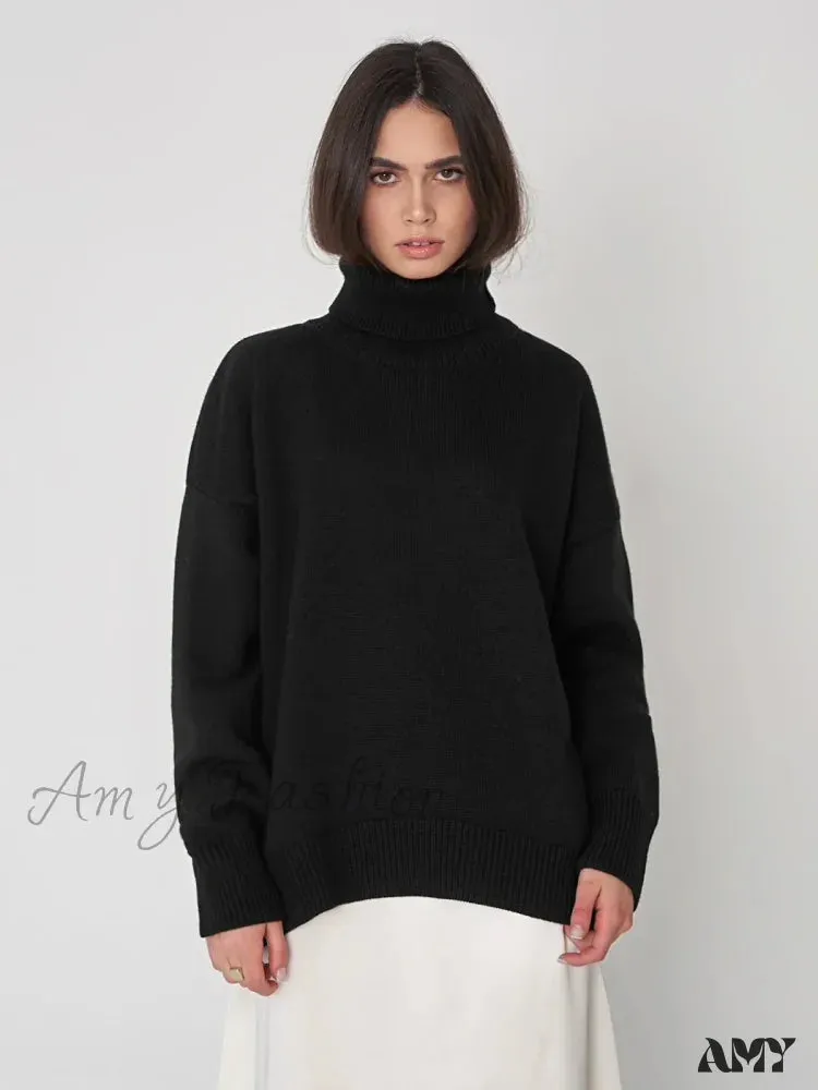 Women Autumn Winter Thick Warm Pullover Top Oversized Casual Loose Knitted Sweater