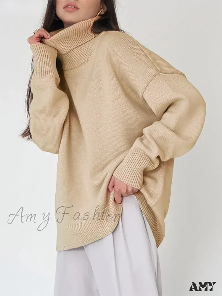 Women Autumn Winter Thick Warm Pullover Top Oversized Casual Loose Knitted Sweater
