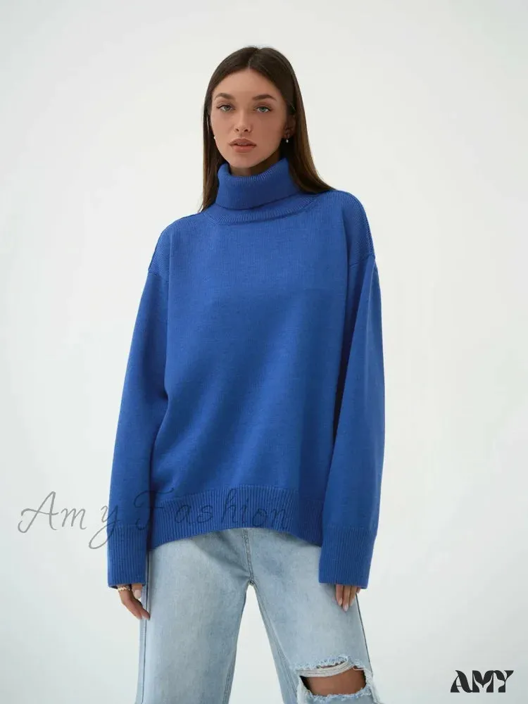 Women Autumn Winter Thick Warm Pullover Top Oversized Casual Loose Knitted Sweater