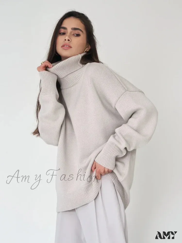 Women Autumn Winter Thick Warm Pullover Top Oversized Casual Loose Knitted Sweater