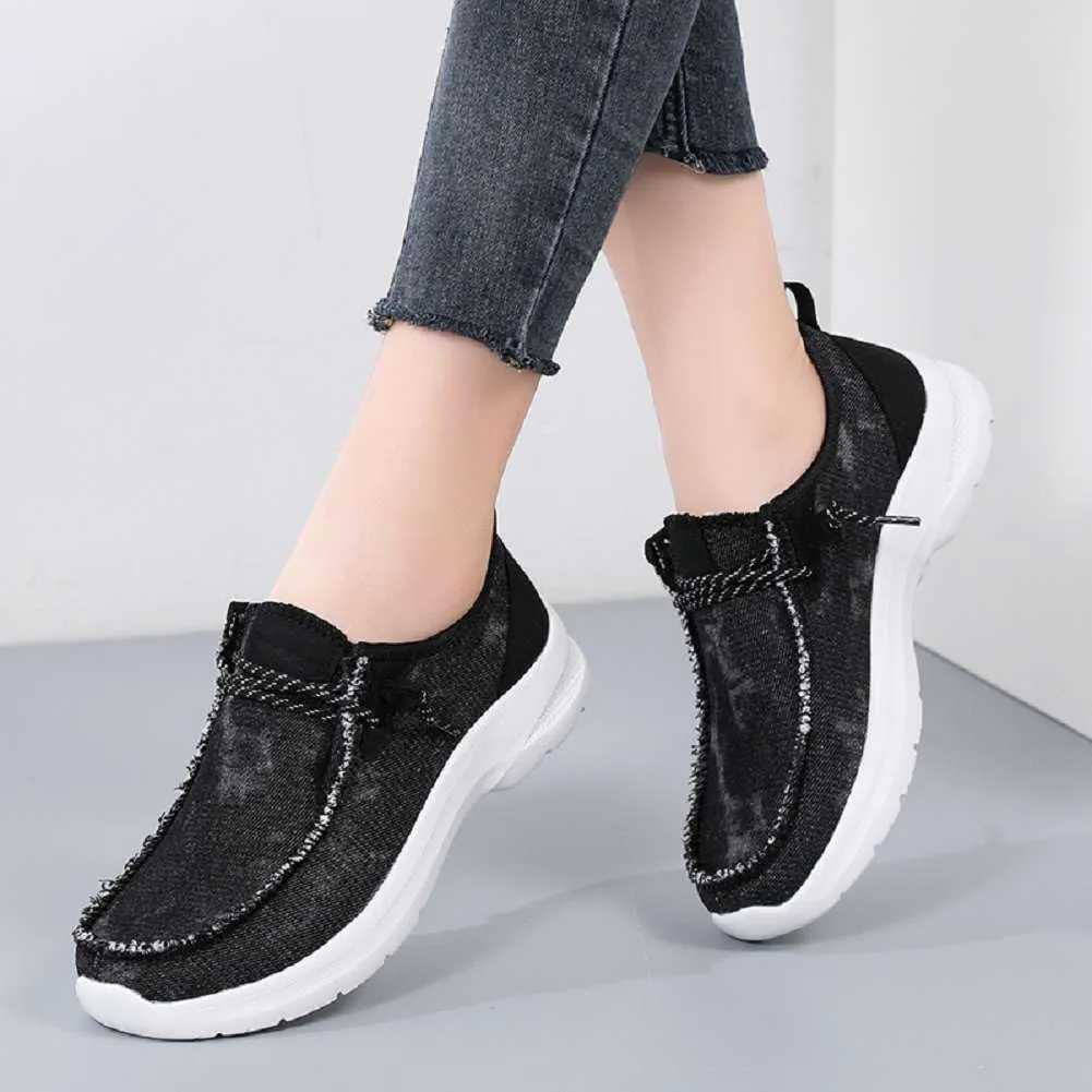 Women's Loafers Shoes Comfortable Round Toe Slip On Fashion Sneakers Breathable Lightweight Denim Walking Shoes Casual Driving Shoes for Women